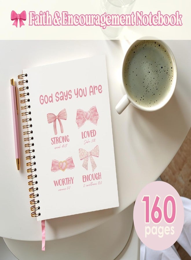 PLKMN Bible Journal, Pink Bow Coquette Notebook, Preppy Bible Study Supplies, Christian Notebook for Women, Notebook for Bible Notes, Bible Journal Notebooks for Note Taking 5.5x8.3 Inch - Image 4
