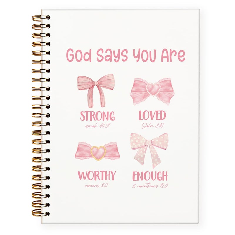 PLKMN Bible Journal, Pink Bow Coquette Notebook, Preppy Bible Study Supplies, Christian Notebook for Women, Notebook for Bible Notes, Bible Journal Notebooks for Note Taking 5.5x8.3 Inch - Image 1
