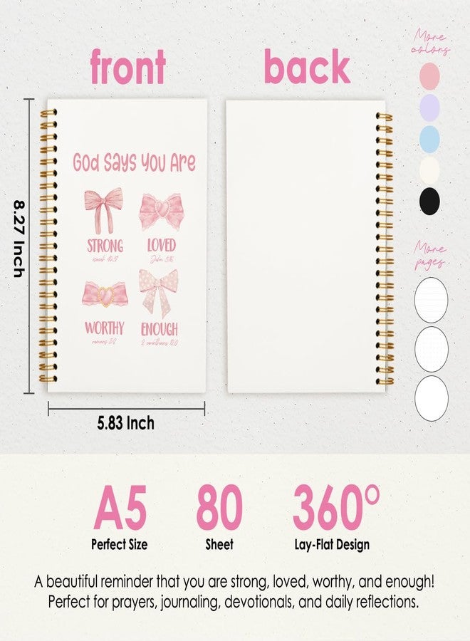 PLKMN Bible Journal, Pink Bow Coquette Notebook, Preppy Bible Study Supplies, Christian Notebook for Women, Notebook for Bible Notes, Bible Journal Notebooks for Note Taking 5.5x8.3 Inch - Image 5