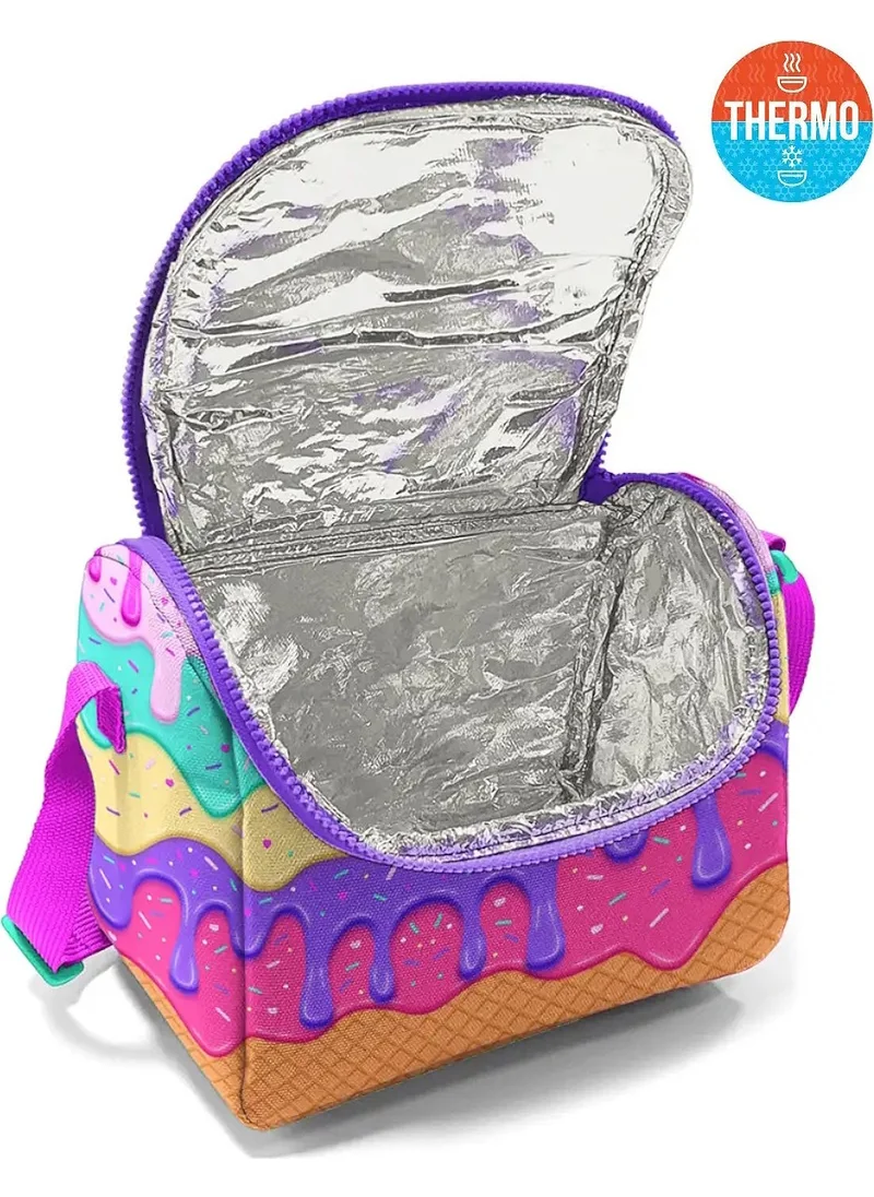 Elatae Ice Cream Patterned Multicolored Thermal Lunch Box 11731