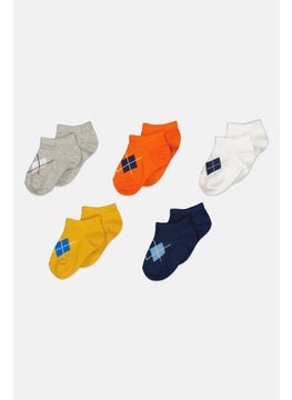 RBX Kids Girl 5 Pairs Printed Outdoor Ankle Socks, Multicolor  - Image 1