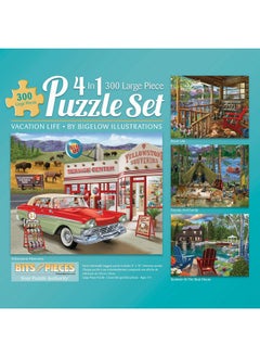 Bits and Pieces Bits and Pieces - 4-in-1 Multi-Pack - 300 Piece Jigsaw Puzzles for Adults - Large pc Puzzle Set Bundle by Bigelow Illustrations -16"x20" (41cmx51cm)  - Image 1