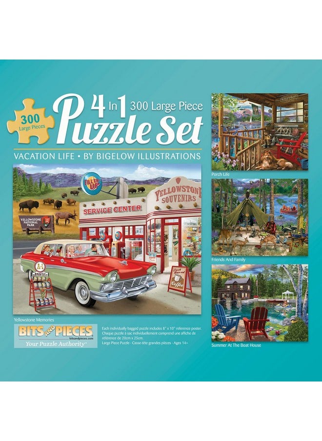 Bits and Pieces Bits and Pieces - 4-in-1 Multi-Pack - 300 Piece Jigsaw Puzzles for Adults - Large pc Puzzle Set Bundle by Bigelow Illustrations -16"x20" (41cmx51cm)  - Image 1