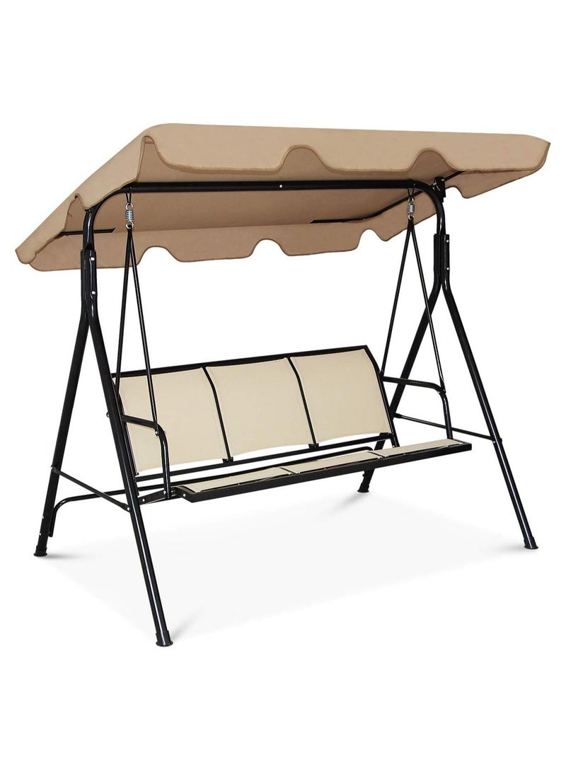 DubaiGallery كرسي أرجوحة، كرسي أرجوحة حديقة لثلاثة أشخاص، مقعد أرجوحة خارجي مع مظلة قابلة للتعديل ووسادة قابلة للإزالة للباحة أو بجانب المسبح أو الشرفة - Image 1