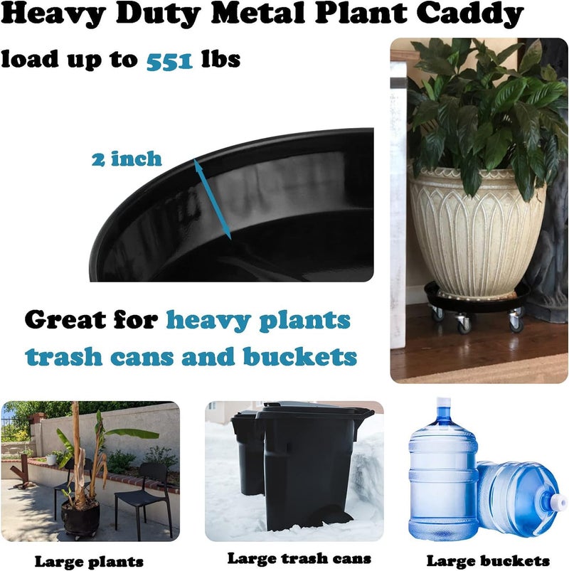 Planterhoma 3 Packs 18" Metal Plant Caddy with Wheels Extra-Large Rolling Plant Stand Heavy-Duty Plant Dolly with Casters Indoor Outdoor Wheeled Flower Pot Mover Rollers Garden Cart Trolley, Black - Image 4