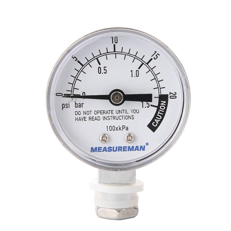 MEASUREMAN Stainless Steel Pressure Cooker Gauge Pressure Canner Gauge Steam Pressure Gauge 2 Dial Lower Mount Including Hexagon Gasket and Nut