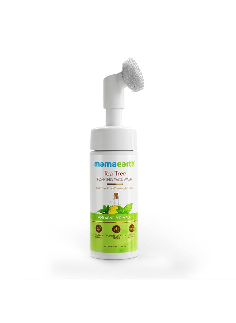 Mamaearth Mamaearth Tea Tree Foaming Face Wash with InBuilt Brush  Fights Acne with Salicylic Acid  Removes Excess Oil  Exfoliates with Soft Silicon Bristles  507 Fl Oz 150ml 