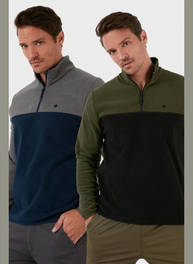 Buratti Regular Fit Anti-Pilling Non-Pilling Standing Collar Raised 2-Pack Polar Men's POLAR 5906016S2