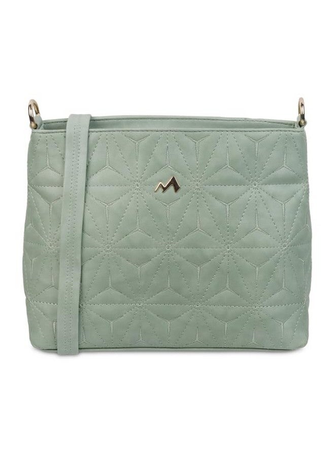 Metro حقيبة كاجوال بسحاب من الجلد الصناعي الأخضر الفاتح للنساء من مترو - Image 1