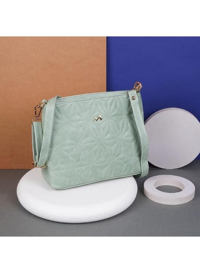 Metro حقيبة كاجوال بسحاب من الجلد الصناعي الأخضر الفاتح للنساء من مترو - Image 2