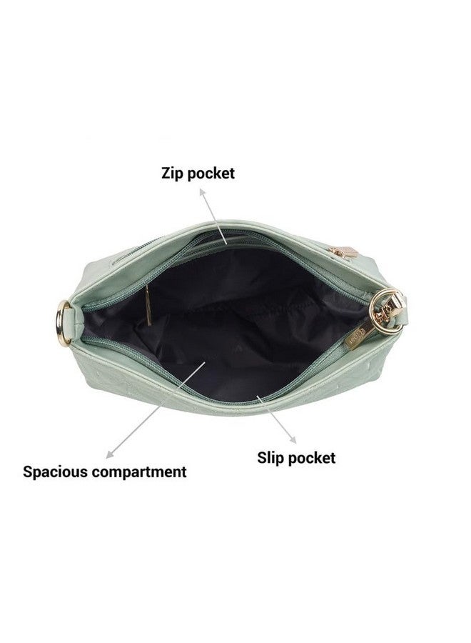 Metro حقيبة كاجوال بسحاب من الجلد الصناعي الأخضر الفاتح للنساء من مترو - Image 3