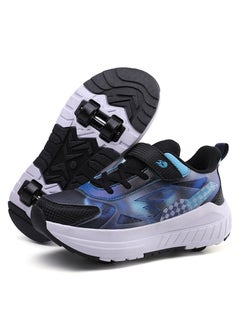 Childrens Invisible Four-Wheel Roller Skates Womens Kids Walking Shoes Mens Kids Scooters Retractable Single Row Wheel Skates 387 black four-wheel [without lights]]