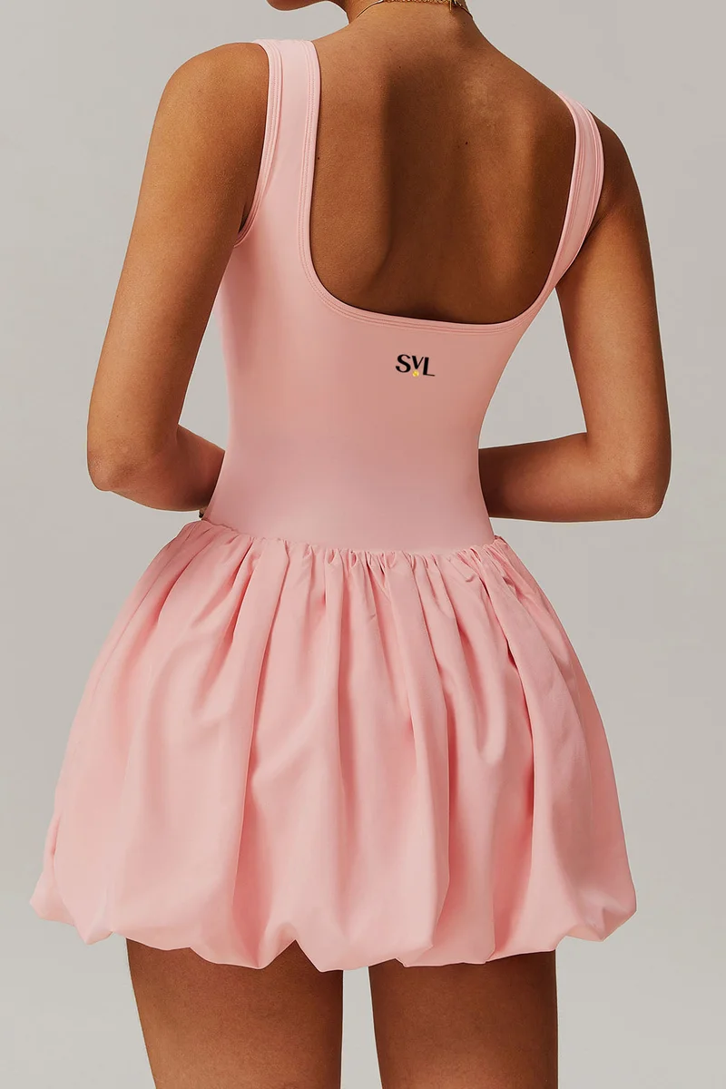 SVL Pink Padel & Tennis Dress with Built-In Bra & Shorts - Light Pink - SVL for Women | Best Price UAE