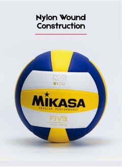 Mikasa Size 5 Premium Synthetic Volleyball | Durable Design for Training & Matches | Nylon Wound | Blue/Yellow/White  - Image 3