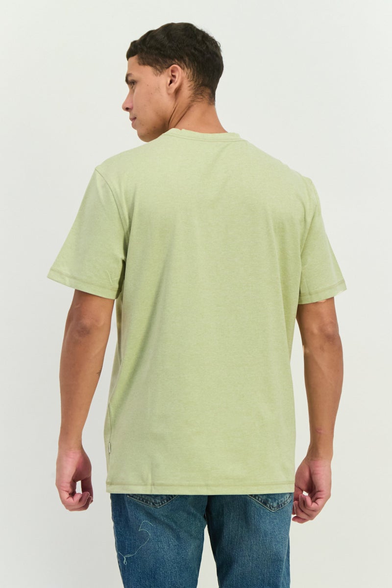 Beause Men Round Neck Short Sleeves Plain T-Shirt, Sage - Image 3