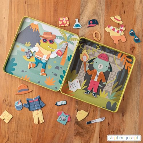 Stephen Joseph, Magnetic Dress Up Dolls 40 PC Play Set – Screen-Free Pretend Play Magnetic Case, Ideal for Ages 3+ – Travel Game for Kids, Magnetic On The Go Activity Set, Shark and Tiger - Image 5