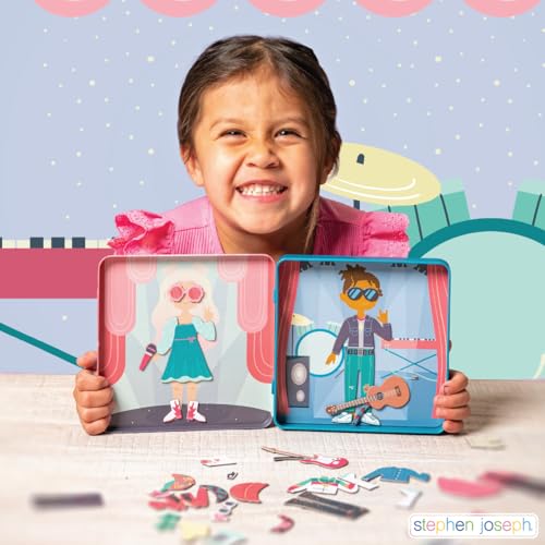Stephen Joseph, Magnetic Dress Up Dolls 40 PC Play Set – Screen-Free Pretend Play Magnetic Case, Ideal for Ages 3+ – Travel Game for Kids, Magnetic On The Go Activity Set, Shark and Tiger - Image 2