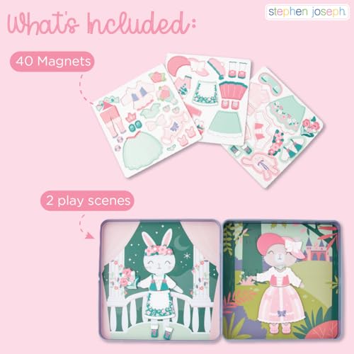 Stephen Joseph, Magnetic Dress Up Dolls 40 PC Play Set – Screen-Free Pretend Play Magnetic Case, Ideal for Ages 3+ – Travel Game for Kids, Magnetic On The Go Activity Set, Shark and Tiger - Image 4