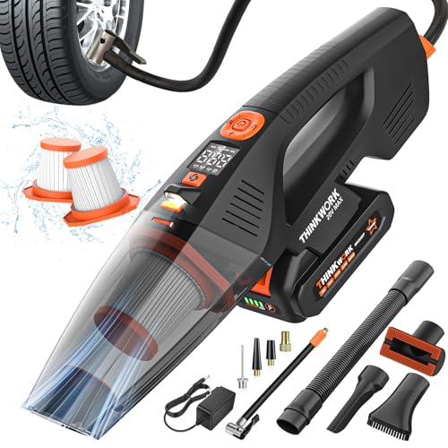 THINKWORK 20V Car Vacuum Air Inflator Dual Function High Power Handheld Cordless Vacuum with 18000pa Suction Power for Car Cleaning Household Dust Removal Inflation - Image 1