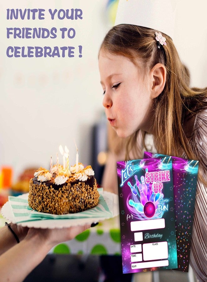 Levitatinyear Let's Strike Up Birthday Party Invitation, Bowling Fill-In Invites For Men & Women, 20 Invitations With Envelopes(4" X 6")，Adults Party Favors Decorations And Supplies-13 - Image 5