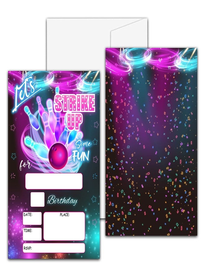 Levitatinyear Let's Strike Up Birthday Party Invitation, Bowling Fill-In Invites For Men & Women, 20 Invitations With Envelopes(4" X 6")，Adults Party Favors Decorations And Supplies-13 - Image 1