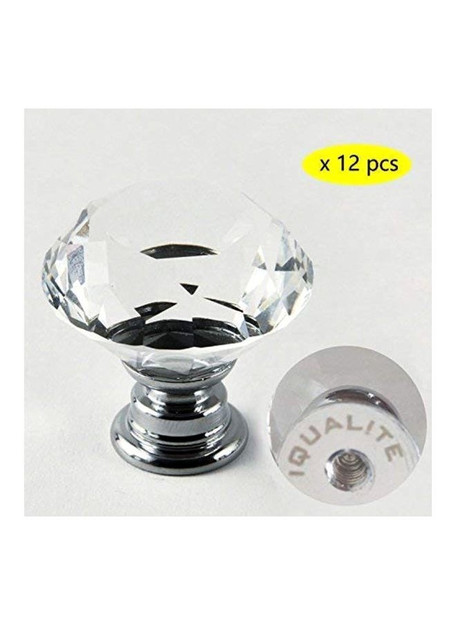 Generic - 12-Piece Diamond Shape Crystal Glass Knob Set Clear 1.8x1.1x0.6inch - Image 1