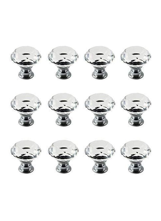 Generic - 12-Piece Diamond Shape Crystal Glass Knob Set Clear 1.8x1.1x0.6inch - Image 1
