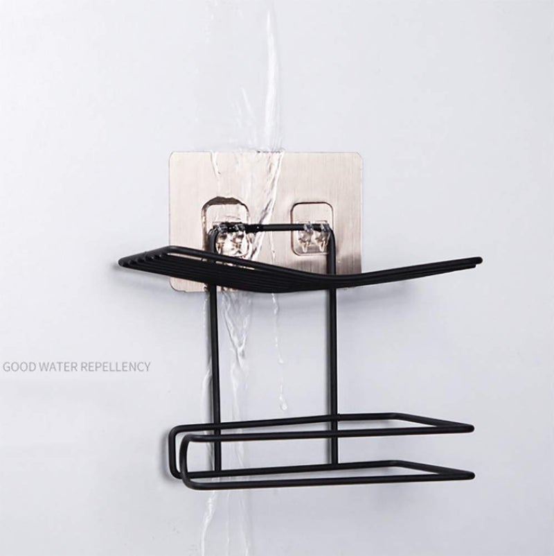 Zurato Stainless Steel Toilet Roll Holder with Shelf with Mobile Phone Storage Shelf Rack, Bathroom Strong Vacuum Suction Wall Mounted Toilet Paper Holder with Soap Holder, bathroom Towel Rack - Black - Image 5