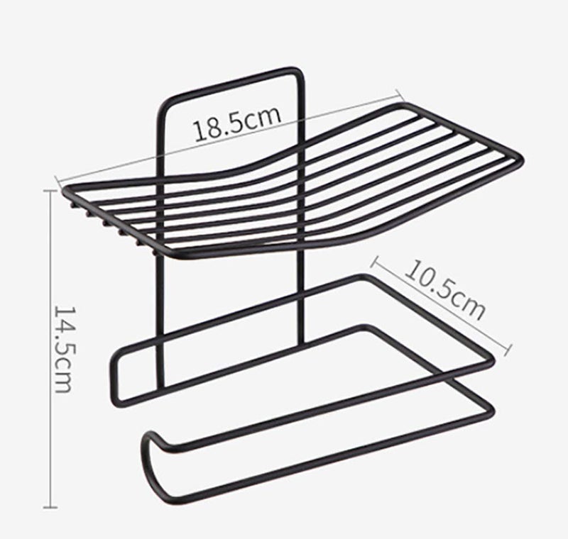 Zurato Stainless Steel Toilet Roll Holder with Shelf with Mobile Phone Storage Shelf Rack, Bathroom Strong Vacuum Suction Wall Mounted Toilet Paper Holder with Soap Holder, bathroom Towel Rack - Black - Image 4