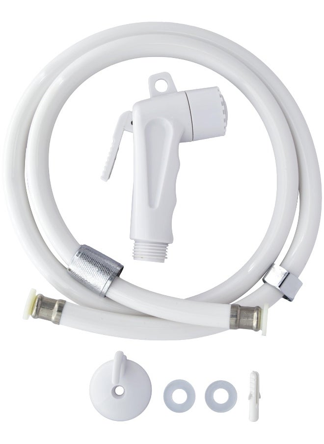 KADRIS 3 Pcs Safa Bidet Toilet Spray Gun Set SA-1116, Handheld Bidet Sprayer Shattaf with flexible PVC Hose Toilet Water Sprayer, Silver  - Image 2