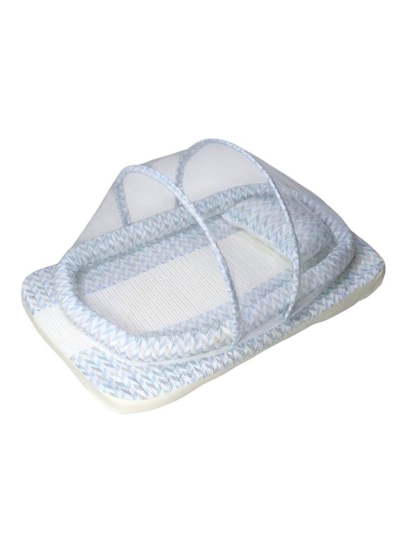 BABYCARA Baby Net Bed with Thick Mattress Mosquito Net & Neck Pillow for New Born Babies 80x50x5cm  - Image 1