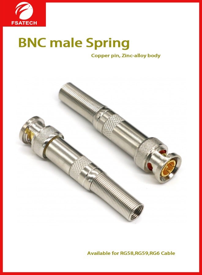 FSATECH BNC Male Connectors RG58 RG59 RG6 Screw-on Gold Plated Coaxial Terminal for CCTV Security Surveillance Camera - Pack of 40 - Image 1