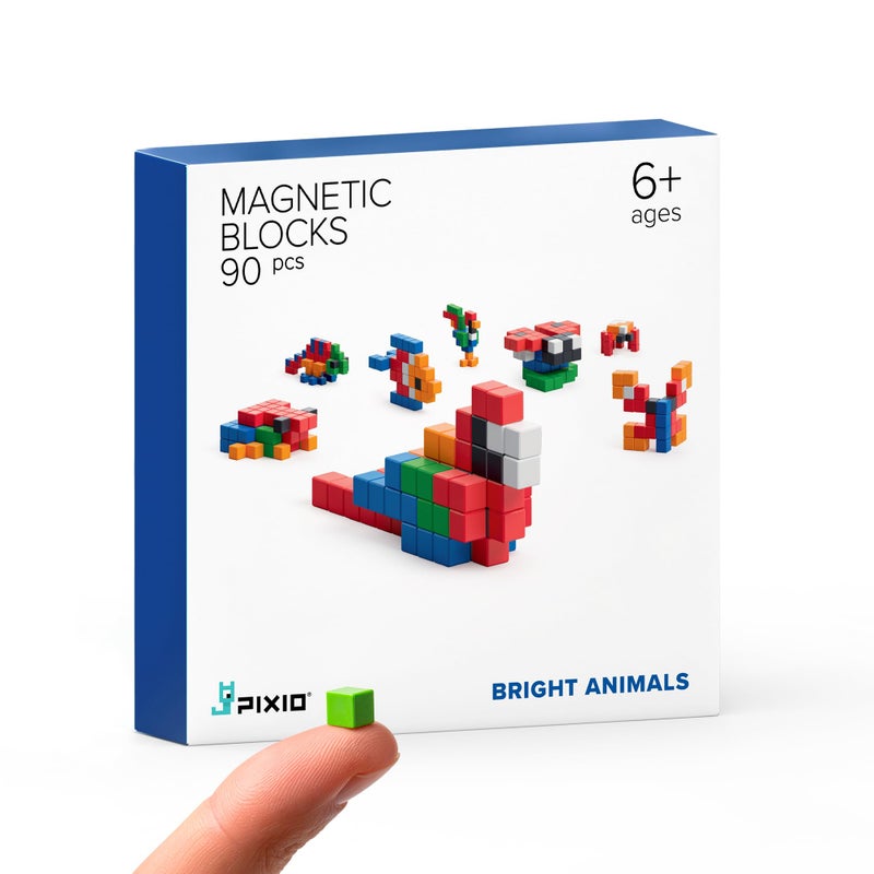 PIXIO Bright Animals Magnetic Building Blocks for Kids Over 6 Years Pixel Art STEM Magnet Toys for Kids Ages 812 Portable Magnetic Blocks for Creativity - Image 2