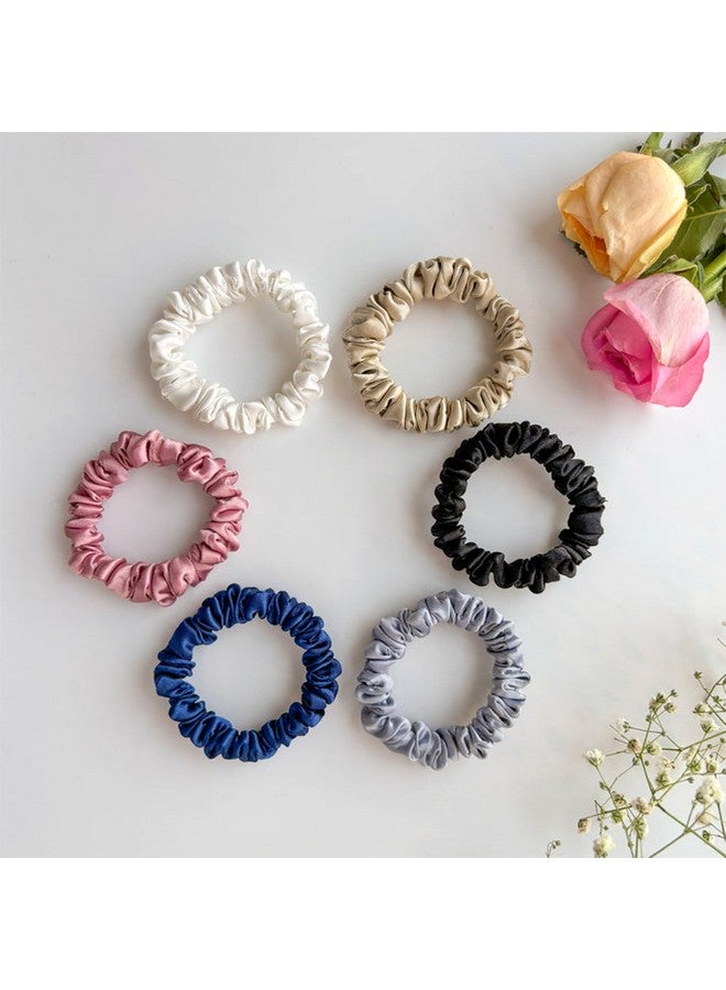 SILVR BEAR Luxury Satin Scrunchies SAME 6 COLORS AS PIC, Anti-Hair-Breakage, Hair Ties, Scrunchies Set for Girls, Women, Best gift for Sister, Friend, Mom (Classic Skinny) - Image 2