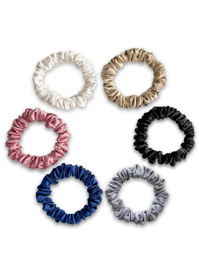 SILVR BEAR Luxury Satin Scrunchies SAME 6 COLORS AS PIC, Anti-Hair-Breakage, Hair Ties, Scrunchies Set for Girls, Women, Best gift for Sister, Friend, Mom (Classic Skinny) - Image 1
