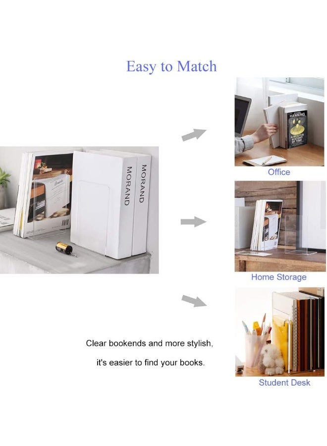 TPGP Bookends Pair Organizer Bookshelf Decor Decorative Bedroom Library Office School Supplies Stationery Gift (Plastic Acrylic_2 Pairs) - Image 5