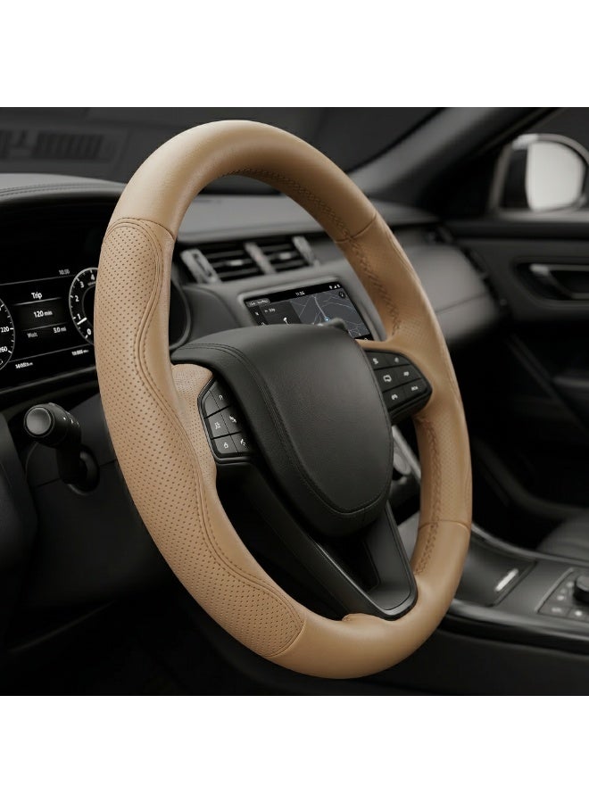 Manful Sport Grip Steering Wheel Cover 15 Inch (37–38cm) – Textured PU Leather, Sweat-Resistant, All-Season Comfort, Universal Fit Car Interior Accessory - Image 1