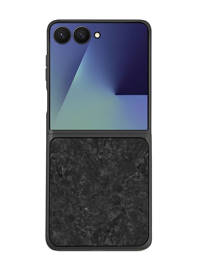 Stylizedd For Samsung Galaxy Z Flip7 Case,Slim fit Camera Protection, Shockproof Thin Phone cover  - Marble Texture Black