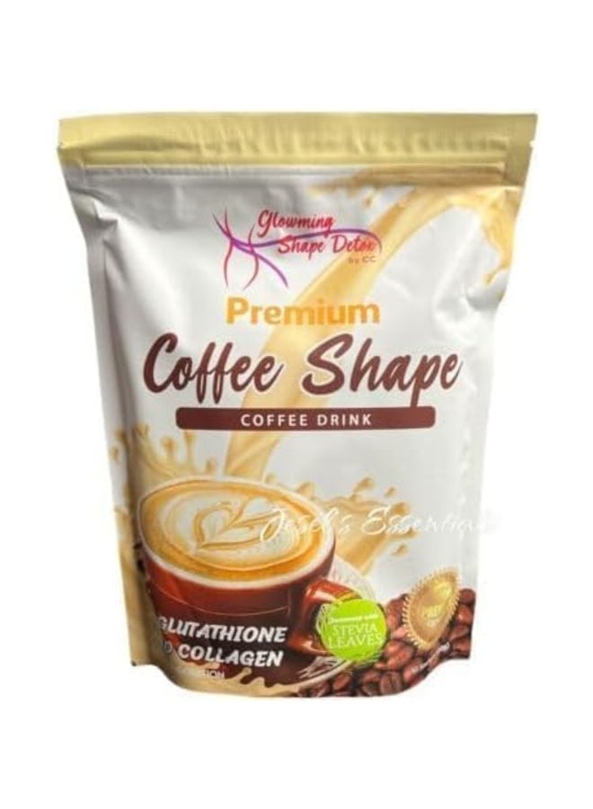 Premium Glowing Shape Premium Coffee Shape Coffee Drink | Glutathione + Collagen + Stevia | Slimming Coffee for Skin Glow & Shape Support | 10 Sachets - Image 1