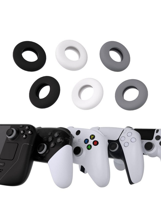 playvital 3 Pairs Silicone Aim Assist Target Motion Control Precision Rings For Ps5, For Ps4, For Xbox Series X/S, Xbox One, Xbox 360, For Switch Pro, For Steam Deck Gray & Black & White - Image 1