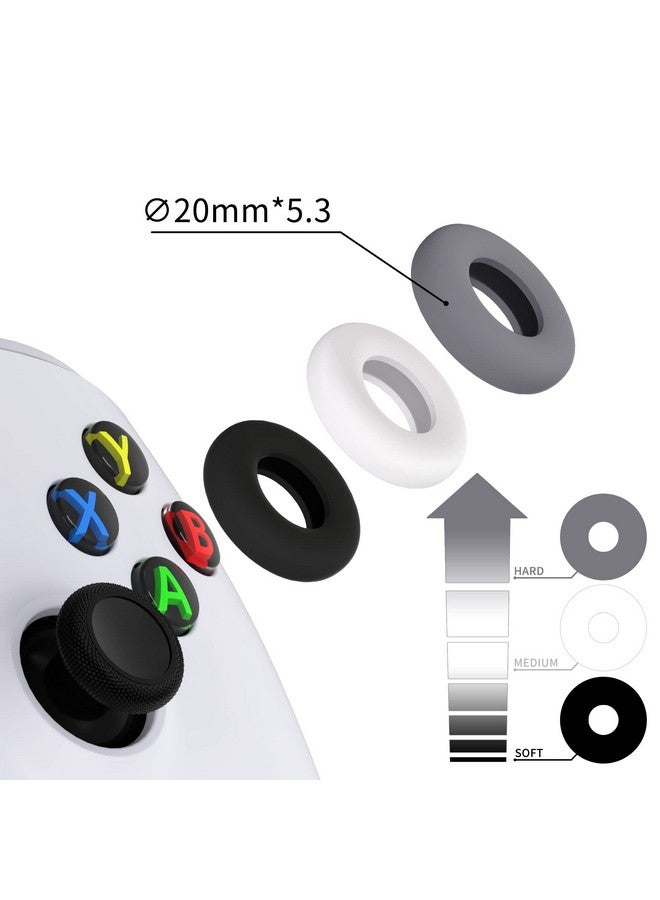 playvital 3 Pairs Silicone Aim Assist Target Motion Control Precision Rings For Ps5, For Ps4, For Xbox Series X/S, Xbox One, Xbox 360, For Switch Pro, For Steam Deck Gray & Black & White - Image 2
