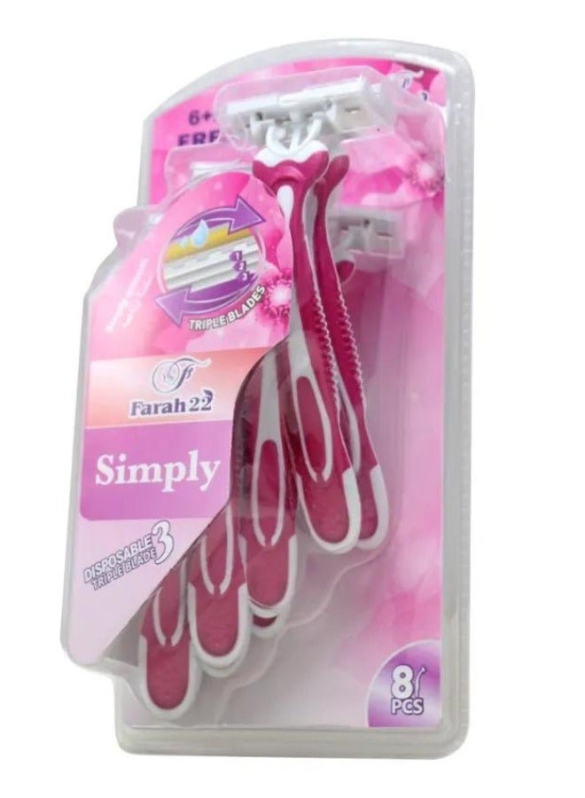 Farah22 Unisex Disposable Tipple Blade Razors, 8 Count - Image 1