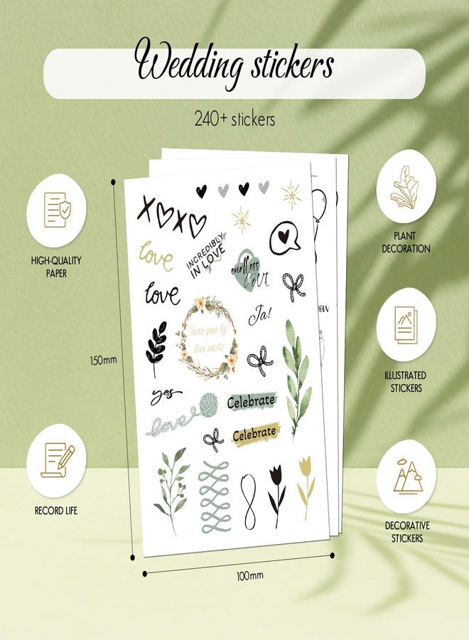 BIROYAL Wedding Stickers for Scrapbook | 9 Sheets Wedding Scrapbook Stickers | 241 Waterproof Sticker | Bridal Shower Engagement Marriage Anniversary for Engagement Planning Embellishments - Image 3