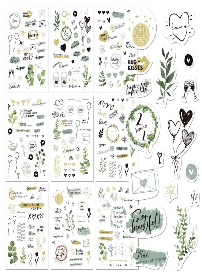 BIROYAL Wedding Stickers for Scrapbook | 9 Sheets Wedding Scrapbook Stickers | 241 Waterproof Sticker | Bridal Shower Engagement Marriage Anniversary for Engagement Planning Embellishments - Image 1