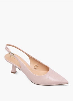 Celeste Women's Textured Slingback Shoes with Buckle Closure and Flared Heels  - Image 2