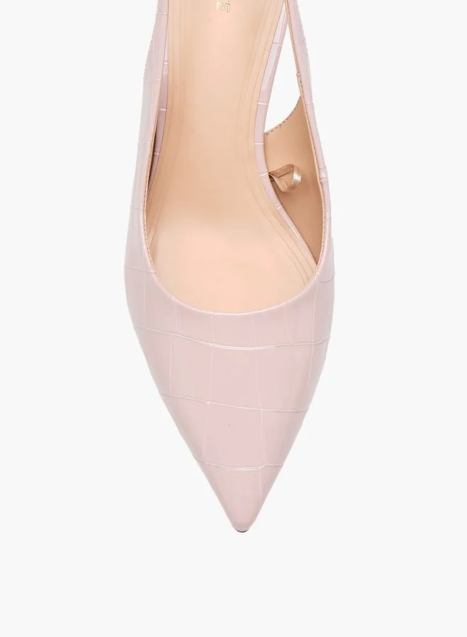 سيليست Women's Textured Slingback Shoes with Buckle Closure and Flared Heels