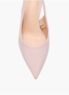 Celeste Women's Textured Slingback Shoes with Buckle Closure and Flared Heels  - Image 4