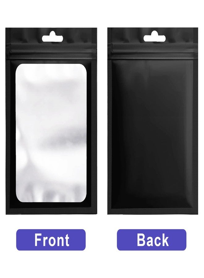 Arsmat 100 Pcs Resealable Mylar Bags, Sealable Odor Proof Foil Pouch Bag with Clear Window, Small Bussiness Packaging Supplies (Black, 4 X 6 Inch) - Image 2