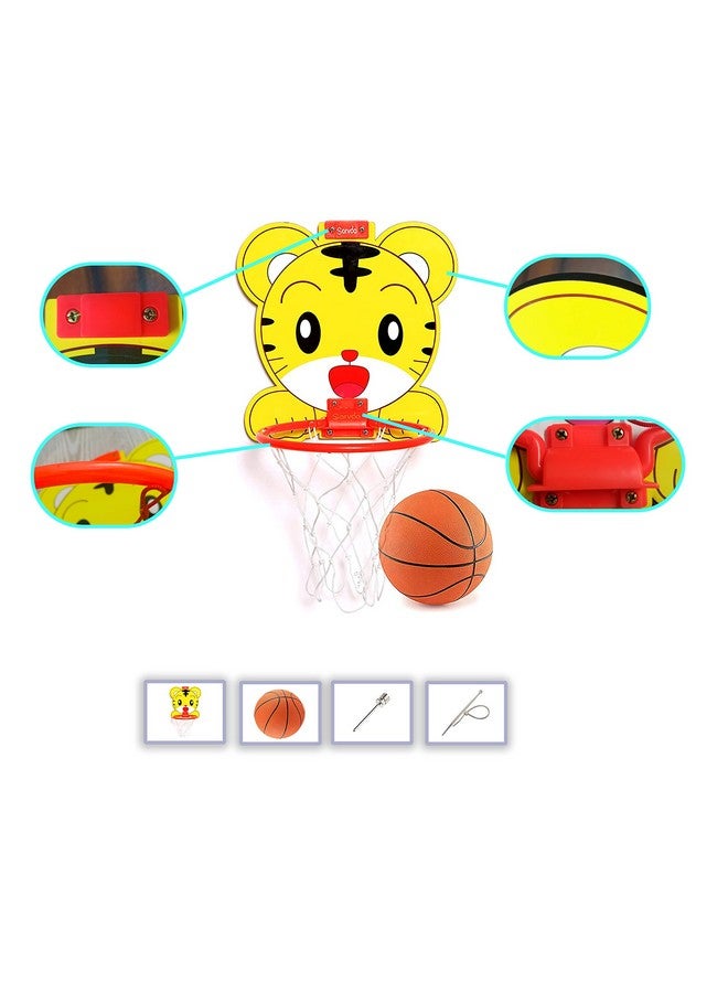 Sarvda Basket Ball for Kids Portable Set with Hanging Board, Net, Ball, Pin Indoor and Outdoor Game Good Pastime Gift Set Lion Board (Multicolor, Big) - Image 1