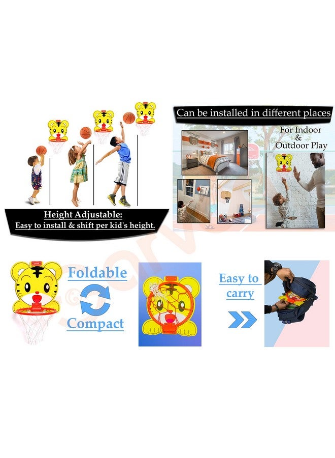 Sarvda Basket Ball for Kids Portable Set with Hanging Board, Net, Ball, Pin Indoor and Outdoor Game Good Pastime Gift Set Lion Board (Multicolor, Big) - Image 3